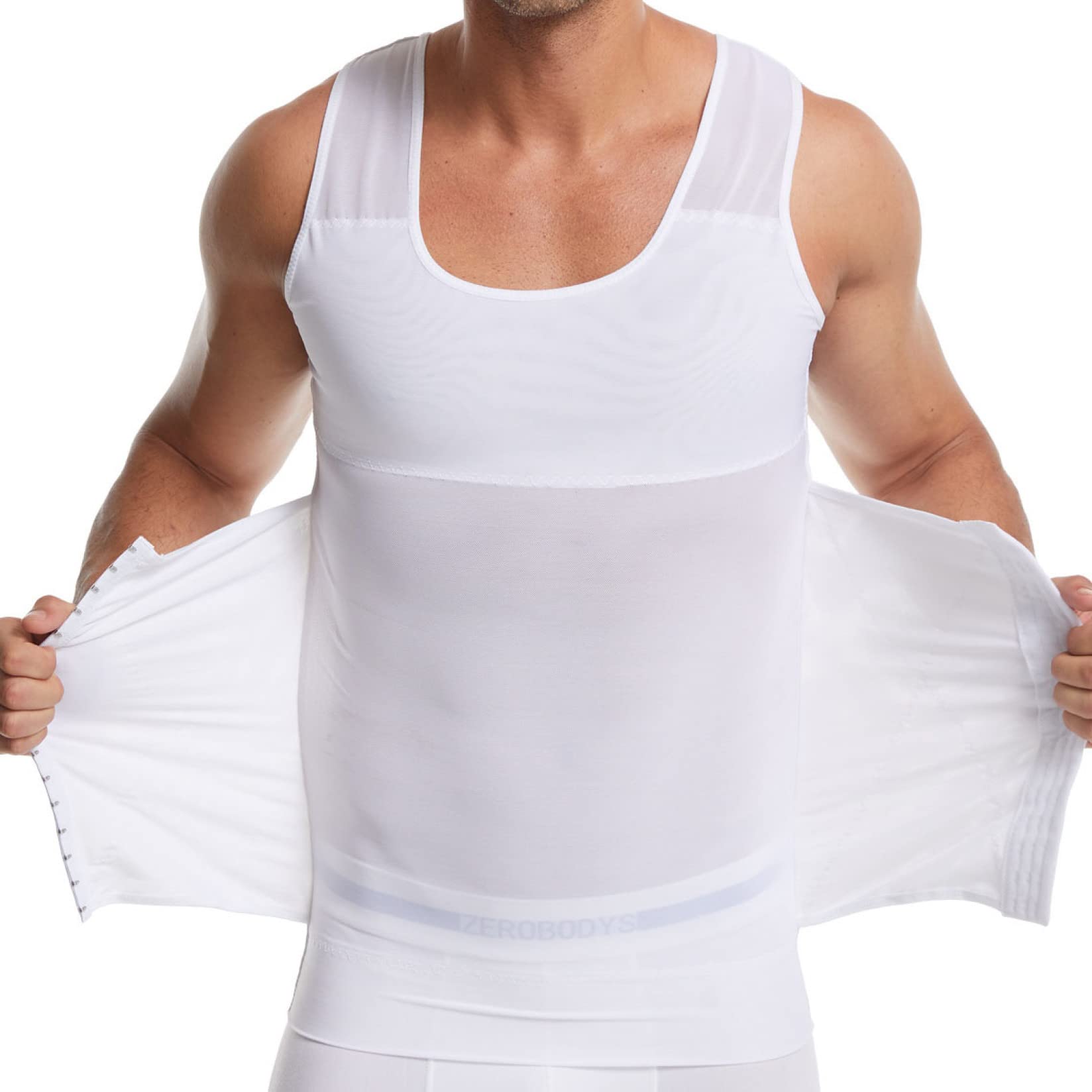 Hombres Fitness Body Shaper - Crochet Cintura Cincher Fajas Estiramiento Abdomen compresión Camiseta sin Mangas Ropa Interior para Gimnasio