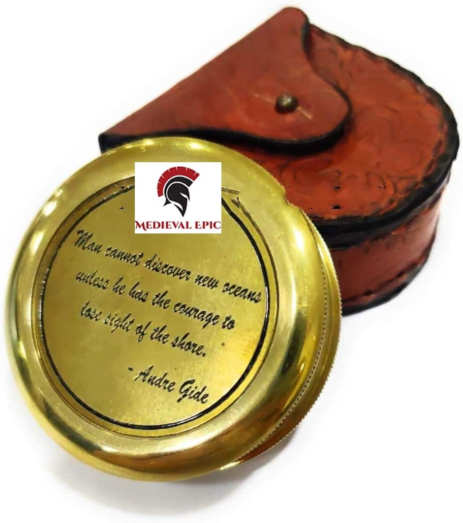 Andre Gide Man Cannot Discover Oceans/Inspirational Gift/Directional Magnetic Compass for Navigation/Pocket Compass for Camping, Hiking, Touring …
