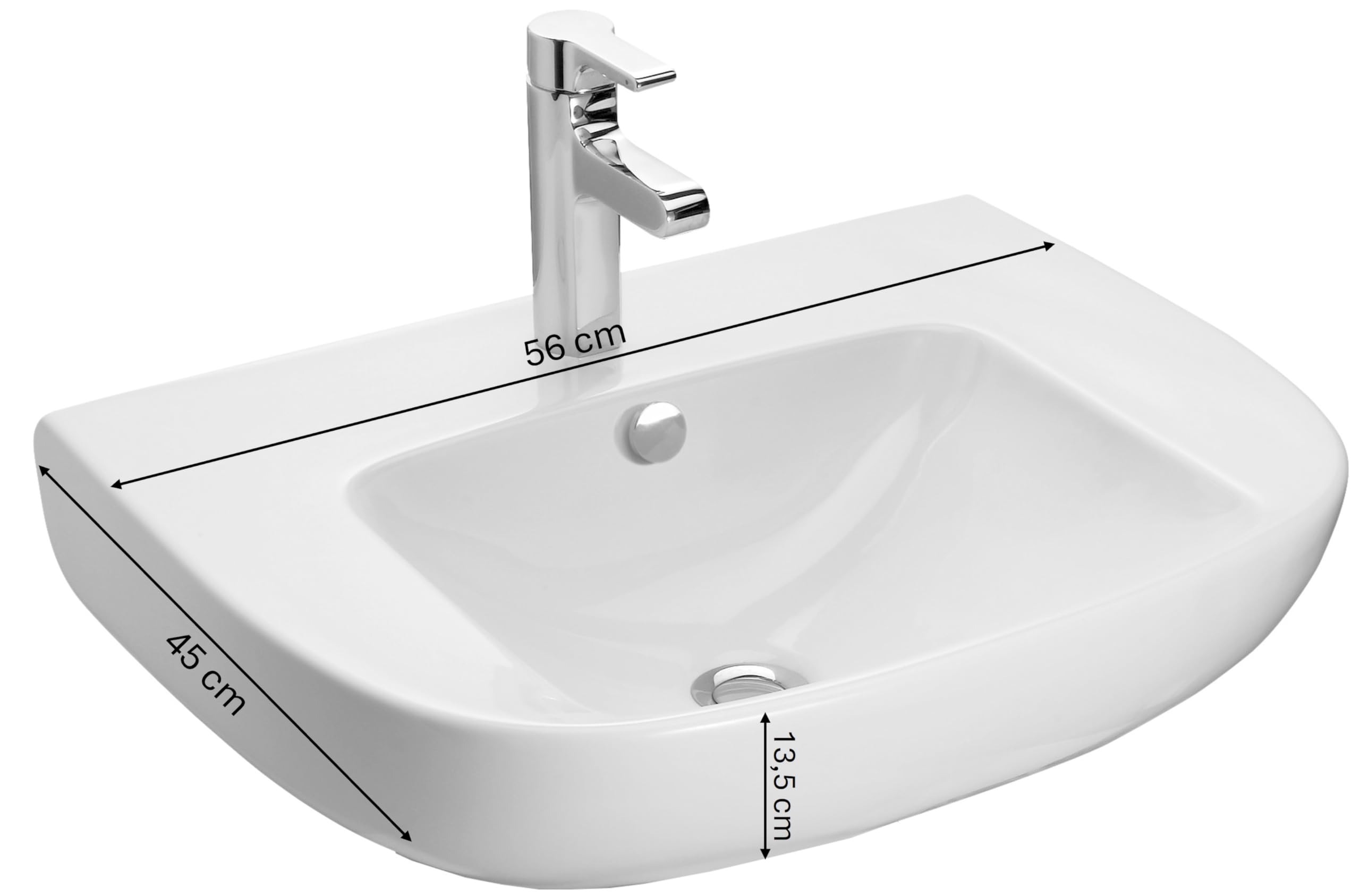 JACOB DELAFON Lavabo en céramique pour salle de bain Dimensions 56 x 45 cm Nettoyage facile Confort d'utilisation Couleur blanc ODEON UP E4737-00