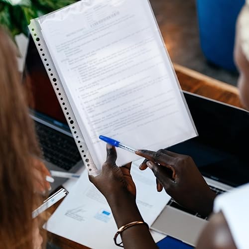 Miniatura 9 de 100 protectores de hojas transparentes de 30 agujeros interiores para archivadores de papel A4, protector de bolsillo de repuesto para oficina en