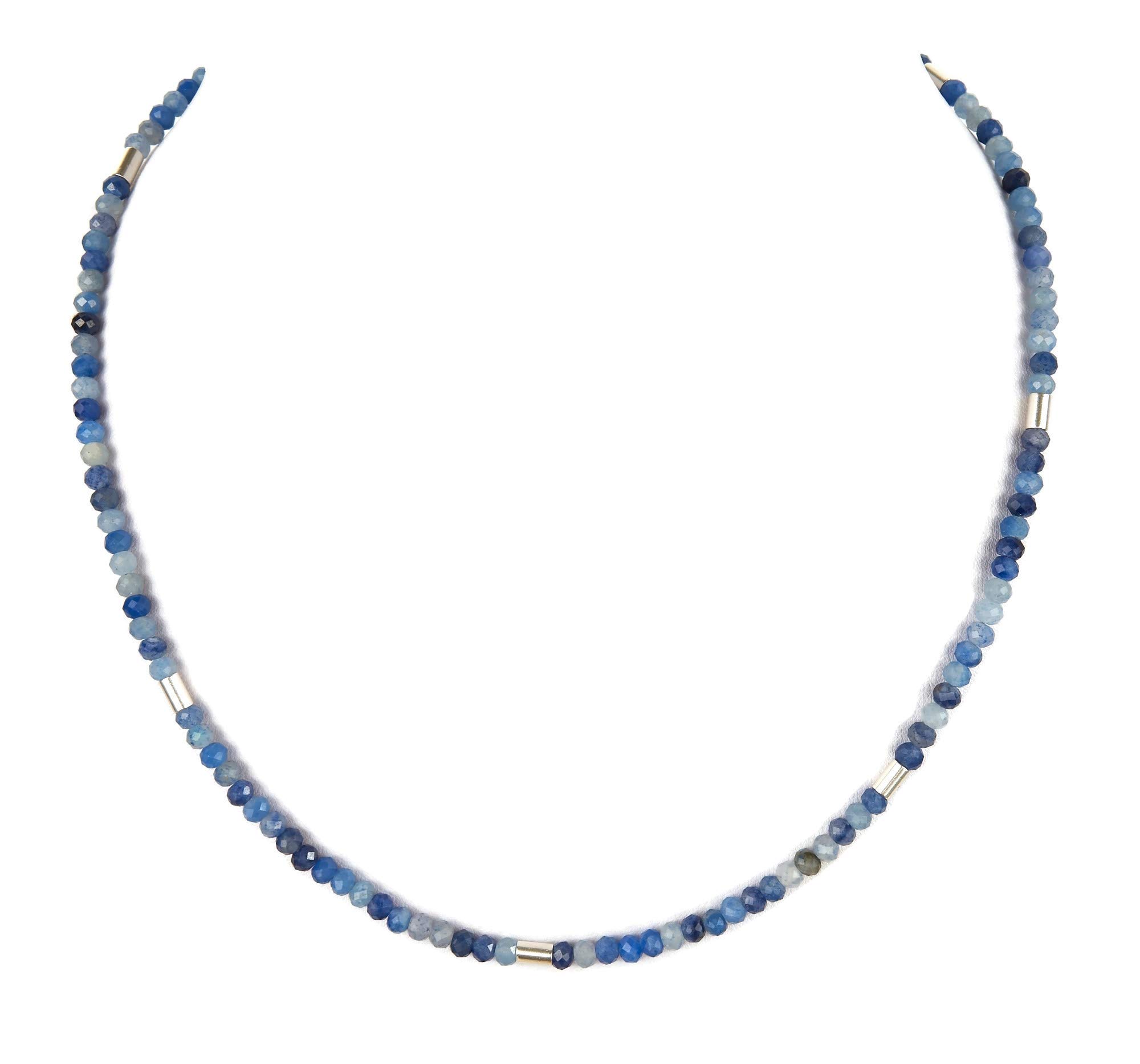 Blauquarz Kette - blaue Halskette - 925 Silber - Steinkette
