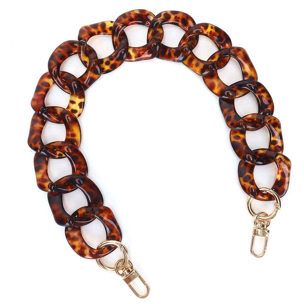 AUMEY 18 inch Oval Acrylic Chain and Clear Hand Bag Chain Set with Buckles