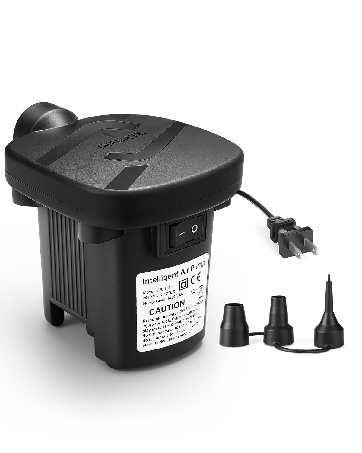Air Pump for inflatables 110-120V Air Mattress Pump Fast Electric Inflator Deflator Pump with 3 Nozzles for Pool Floats Raft Air Bed