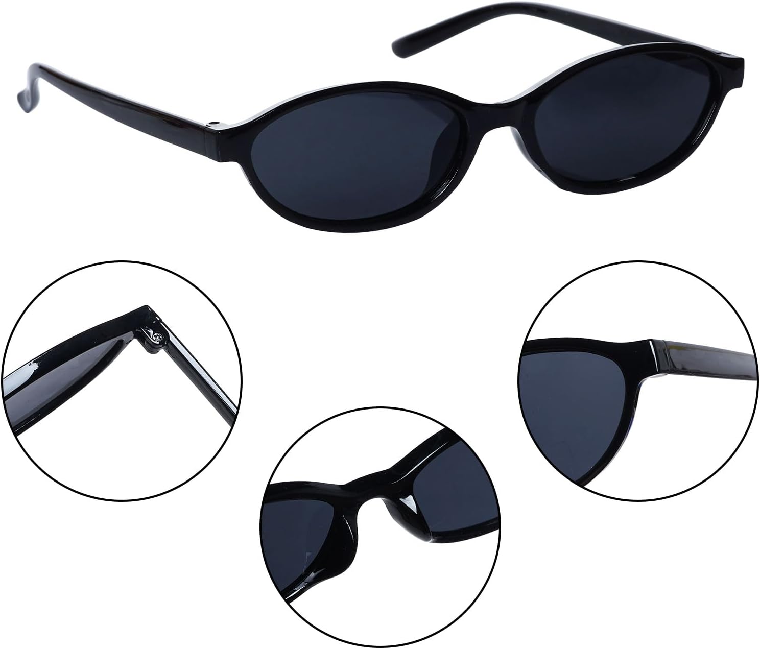 Nydotd 3 Pairs Retro Oval Cat Eye Sunglasses for Women Y2k Trendy Narrow Shades Sunnies 90s Designer protection Sun Glasses - Image 3