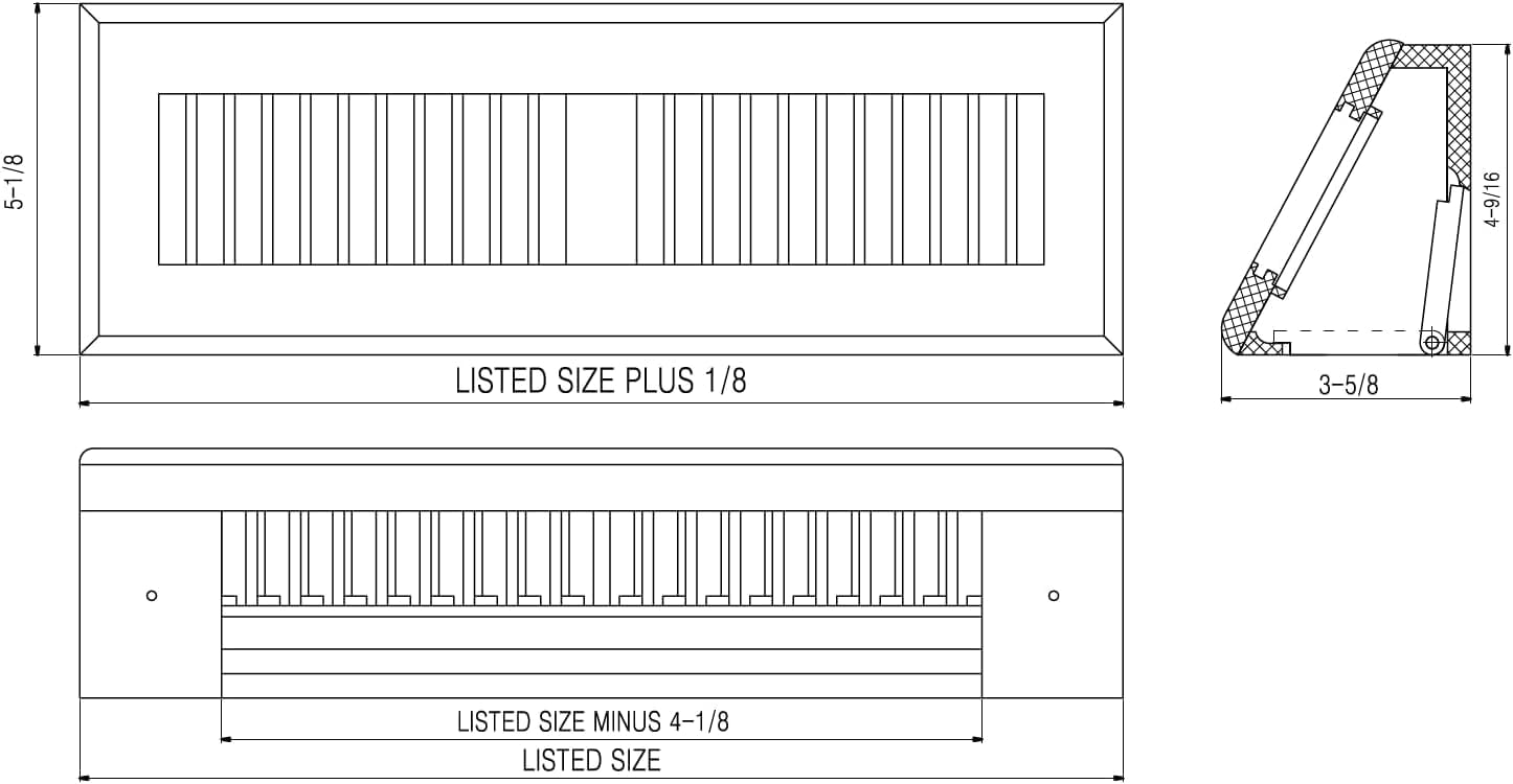 Handua Rejilla de aire de retorno de zócalo de madera de 24 pulgadas | Registro de aire decorativo para suelo | Cubierta de ventilación de madera de roble rojo natural preacabada para apertura de