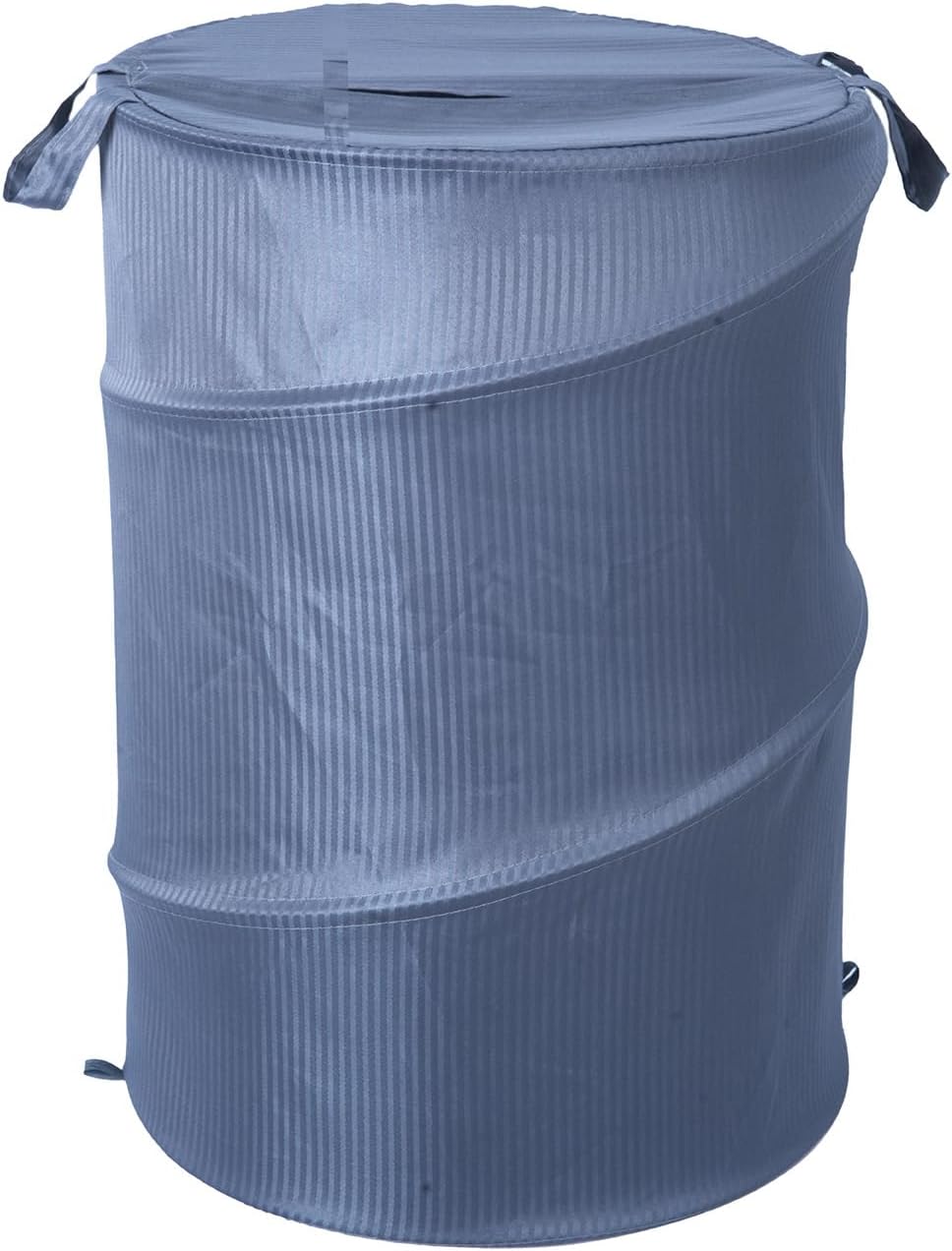 Collapsible Nylon Fabric Laundry Hamper, Pop Up Dirty Clothes Basket with Lid & Zipper, Large Capacity Foldable Storage Organizer with Handles for Laundry Room, Bedroom (Blue)