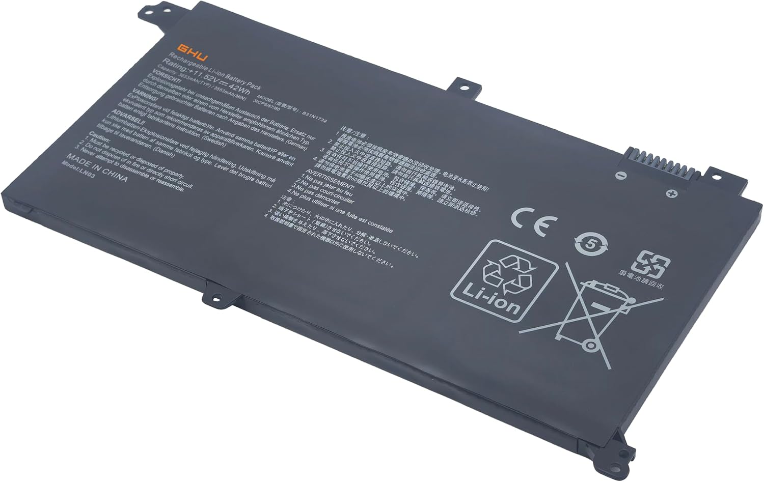 GHU B31N1732 B31Bi9H Laptop Battery 42Wh 11.52V Replacement for ASUS VivoBook S14 S430FA S430FN S430UA X430FA X430FN X430UN K430FA K430UF R430FA V430FN F571GD FX571GT