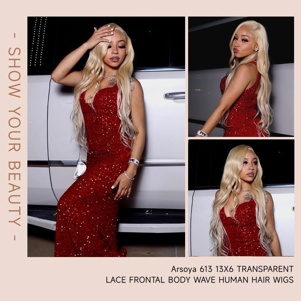 24 Inch 613 Lace Front Wig Human Hair 13x6 Blonde Body Wave 200 Density Blonde Wig Human Hair