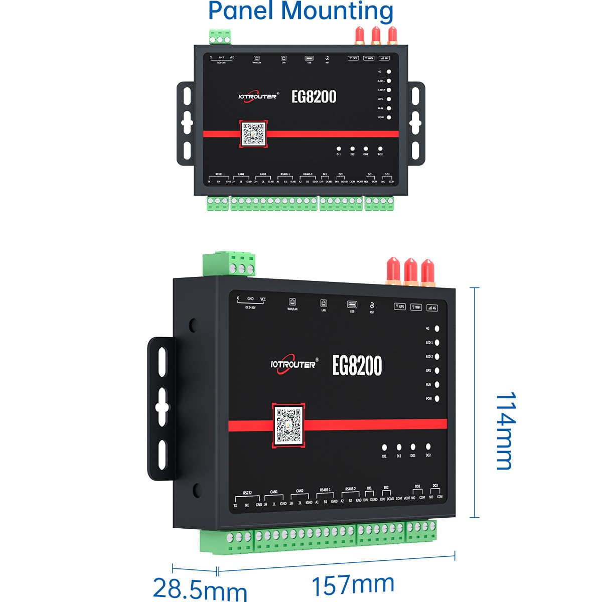 EG8200 MQTT Modbus Protocol Conversion Gateway RS485 RS232 Serial to 4G LTE WIFI Ethernet Industrial Grade IOT Gateway with IO Interface CAN GPS, Support Node-RED Software PLC Remote Control