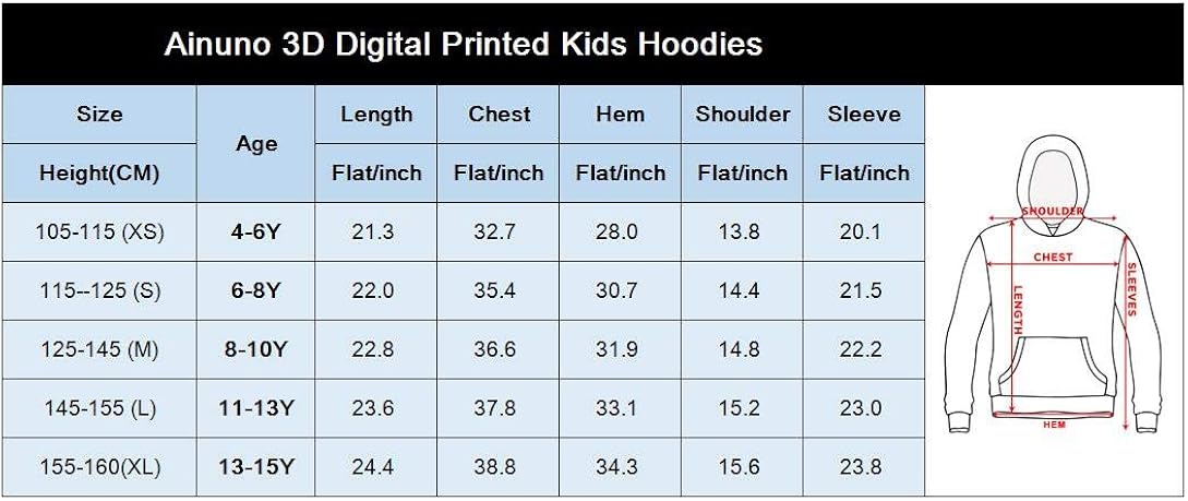 Ainuno Kids Boys Girls Hoodie Pullover 4-15Y Galaxy Wolf Sweatshirts 3D Cool Top : Clothing, Shoes & Jewelry