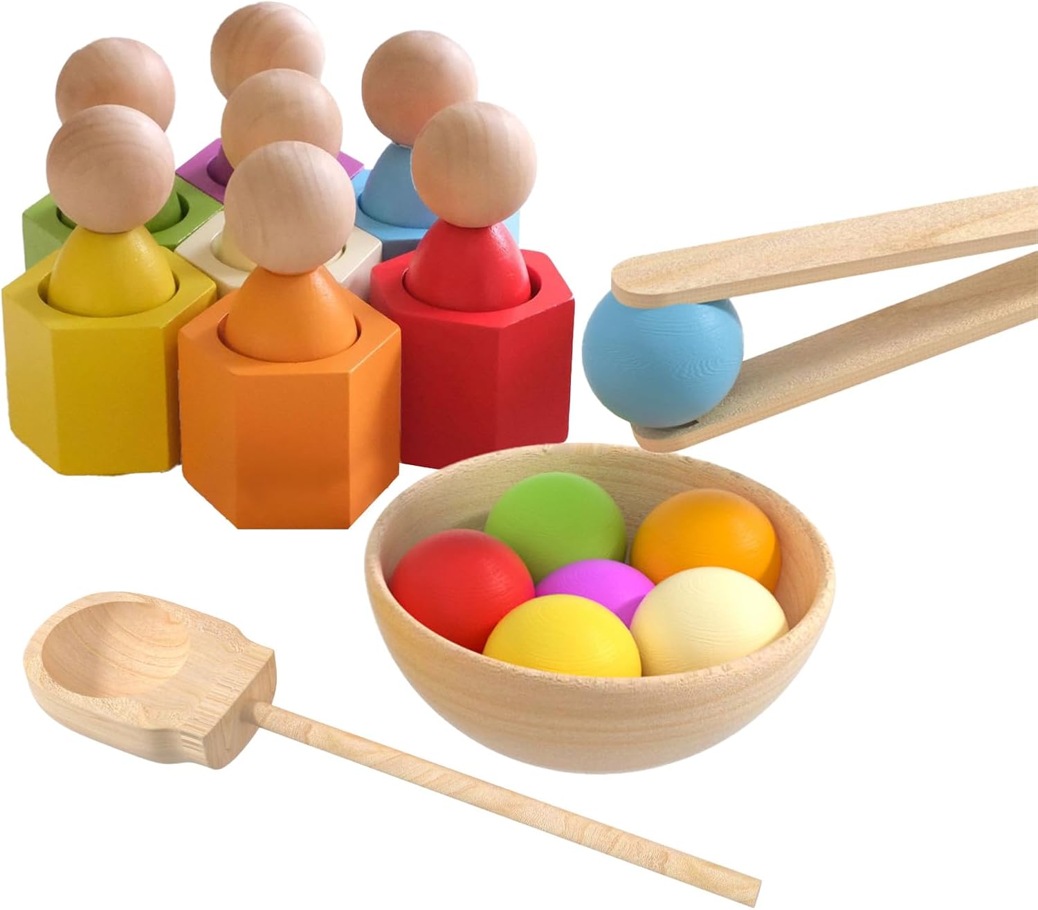 - 幼児向けレインボー色マッチングゲーム - 微細運動技能を育む知育玩具と活動 就学前児童・保育園児・家庭・幼 【バスケ】