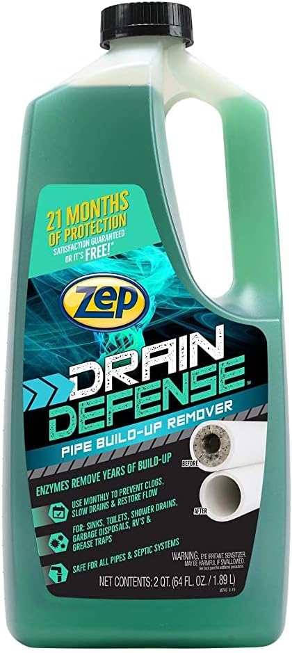 Zep Drain Defense Pipe Build Up Remover Green 64 oz ZLDC648