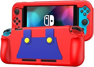 Silicone Case Compatible with Nintendo Switch 2017, Soft Lightweight Ergonomic Grip Protective Cover with Shock-Absorption and Anti-Scratch Design for Switch Console, Red