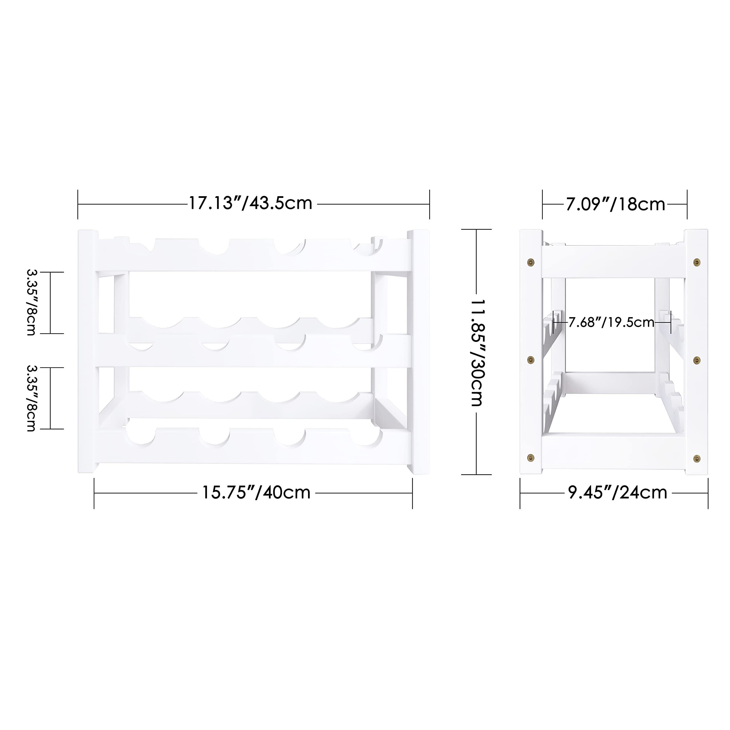 SMIBUY Botellero de bambú, Soporte para 12 Botellas, estantes de Almacenamiento Independientes de 3 Niveles para Cocina, despensa, Bodega, Bar (Blanco) — view 3