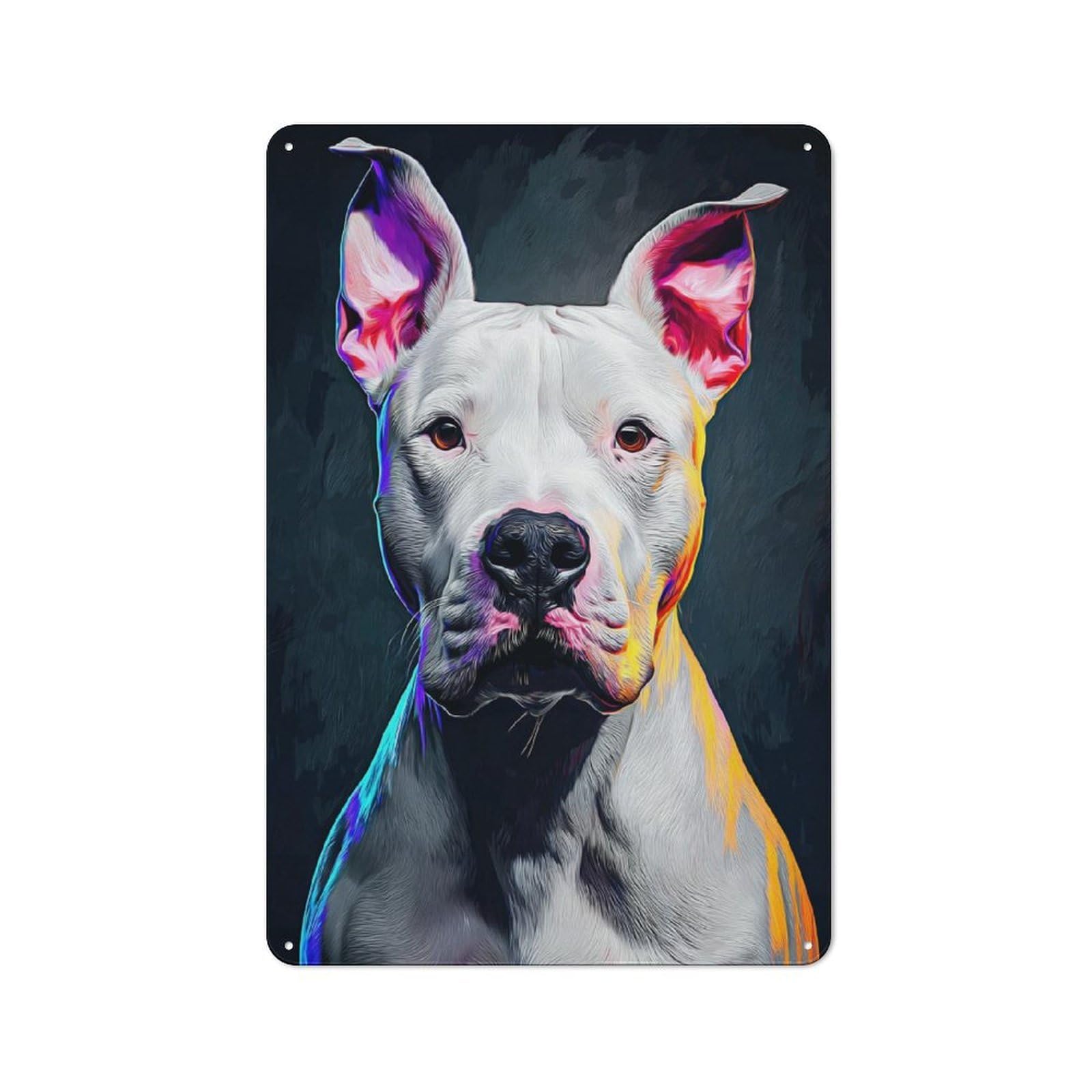 Junmoney Vibrant Neon Dog Portrait Rustic Metal Wall Sign 30X20cm Featuring For Pub Or Café, For Vintage Wall Decor Fans, For Metal Sign Collectors