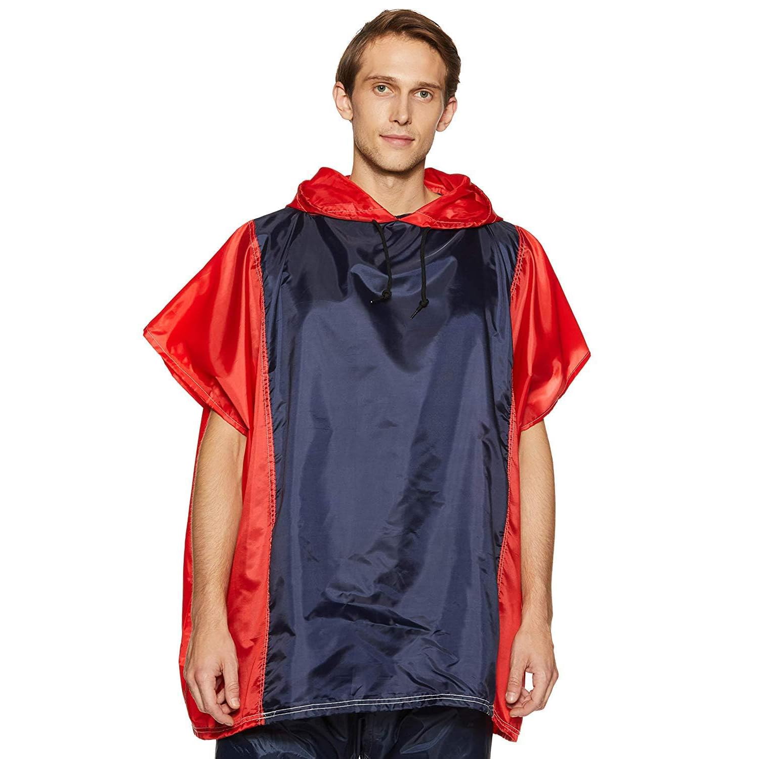 Amazon Brand - SolimoAmazon Brand - Solimo Polyester Water Resistant Poncho (Blue & Red, Free Size)