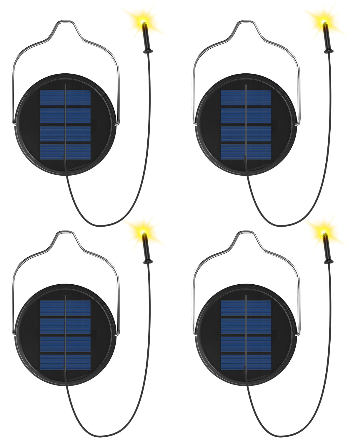 Photo 1 of TobeBright Solar Light Replacement Top for Hanging Lanterns - IP65 Waterproof Solar Lantern Replacement Kit AA 600mah 3000K Warm White Light for Outdoor Garden, Pathway, Yard Light and Decor (4-Pack)