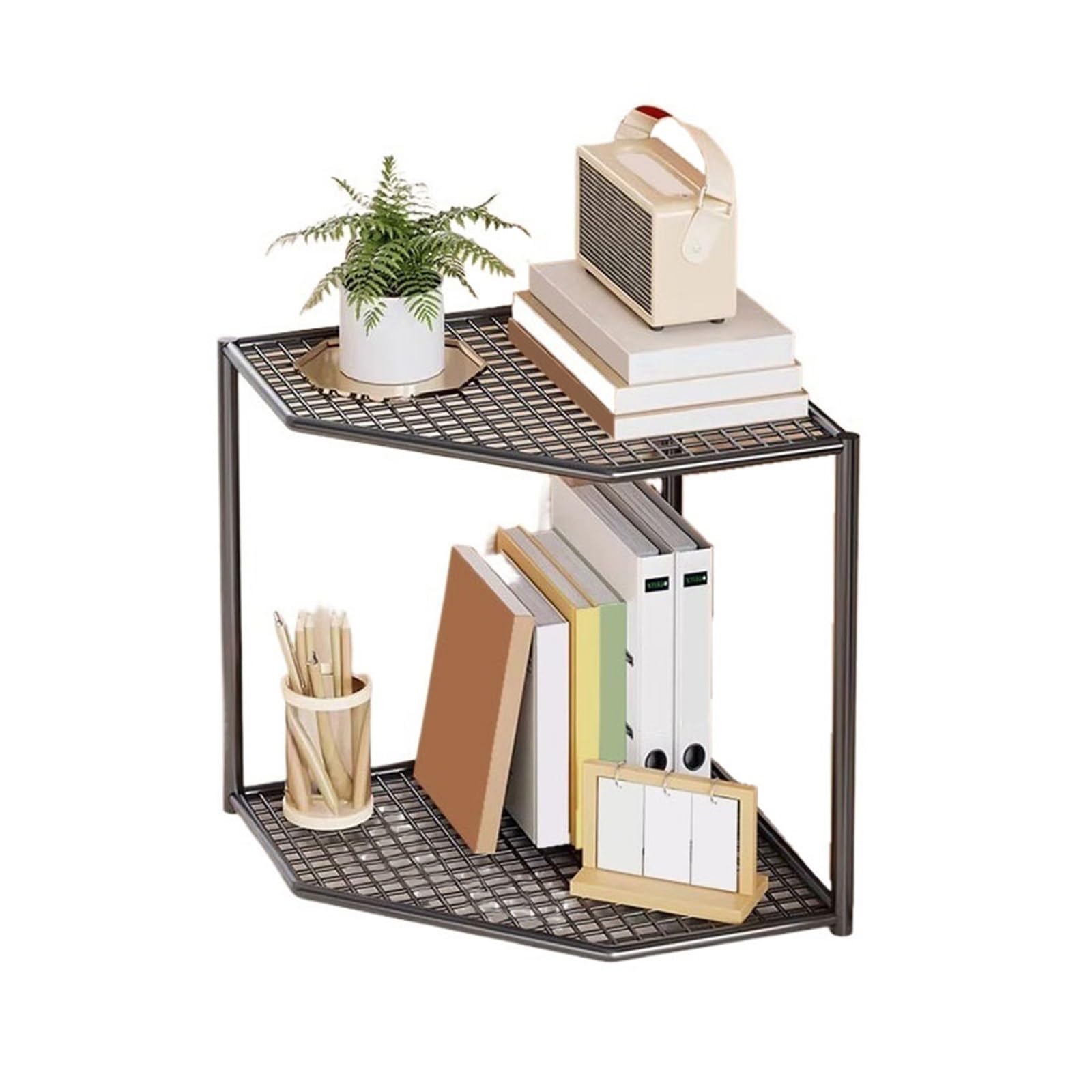 Zhaoj24-05 Bookcase Home Double Layer Corner Shelf Iron Office Triangle Bookshelf