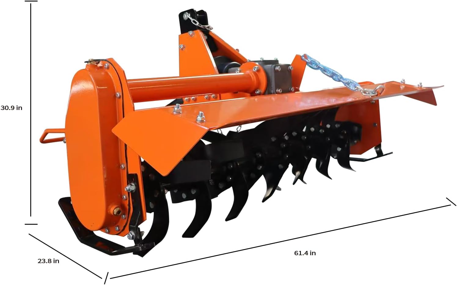 Heavy Duty 3 Point Hitch Rotary Tiller 5.12 FT 61.4 in, Tractor Tiller Work with 3 PT CAT I, Single Speed PTO Drive Tillers with a 540 RPM Gearbox, Replaceable L Shaped Toothed Blades, Work 3-5" Deep