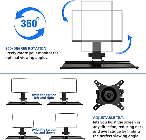 Miniatura 6 de Soporte de pared para monitor todo en uno con bandeja para teclado para Mac Mini y PC pequeñas; soporte de pared para monitor y teclado para