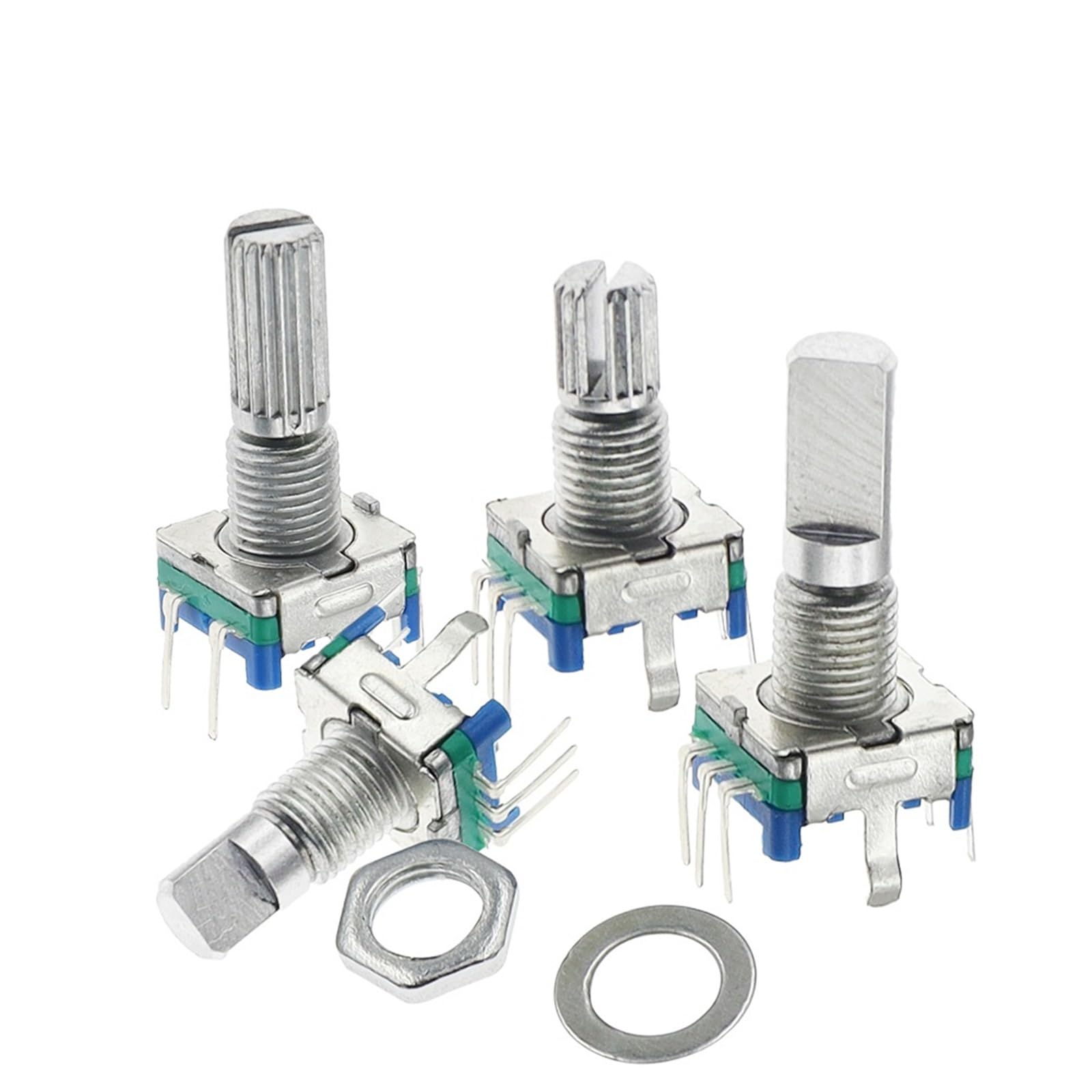 Encoder rotativo a 20 posizioni da 360 gradi EC11 Pulsante a 5 pin Maniglia lunga 15/20MM con interruttore a pulsante integrato 5 pezzi(15mm Half shaft)