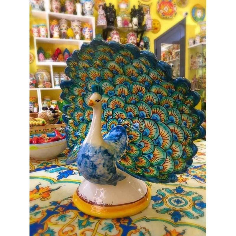 Paon céramique Caltagirone SICILIA BEDDA CAPACI objet déco italien