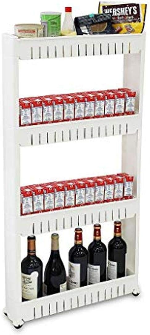 Étagère Mobile 3 Compartiments Grise - Pour Salle De Bain, Machine à Laver, Rangement Pratique (101,5 X 54 X 12,5 Cm)