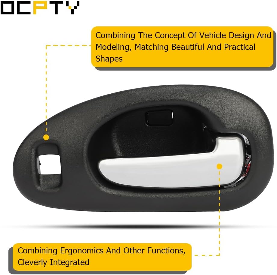 OCPTY Front Left Driver Door Handle Fit 1999-2004 for Chrysler 300M, Concorde, LHS - Black ABS Plastic Push Button Handle