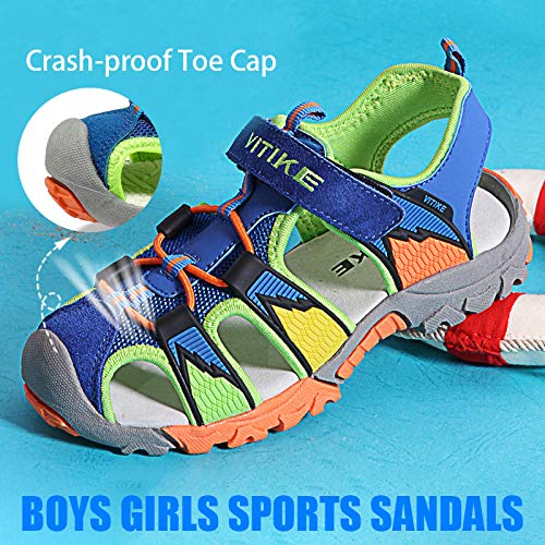 Image of JMFCHI Boys Girls Kids Closed Toe Sports Sandals Summer Water Shoes | Little /Big Kid,Comfortable lightweight,Non-slip soft sole,Hook-and-loop closure,Easy wear,Anti-collision toe,Daily casual