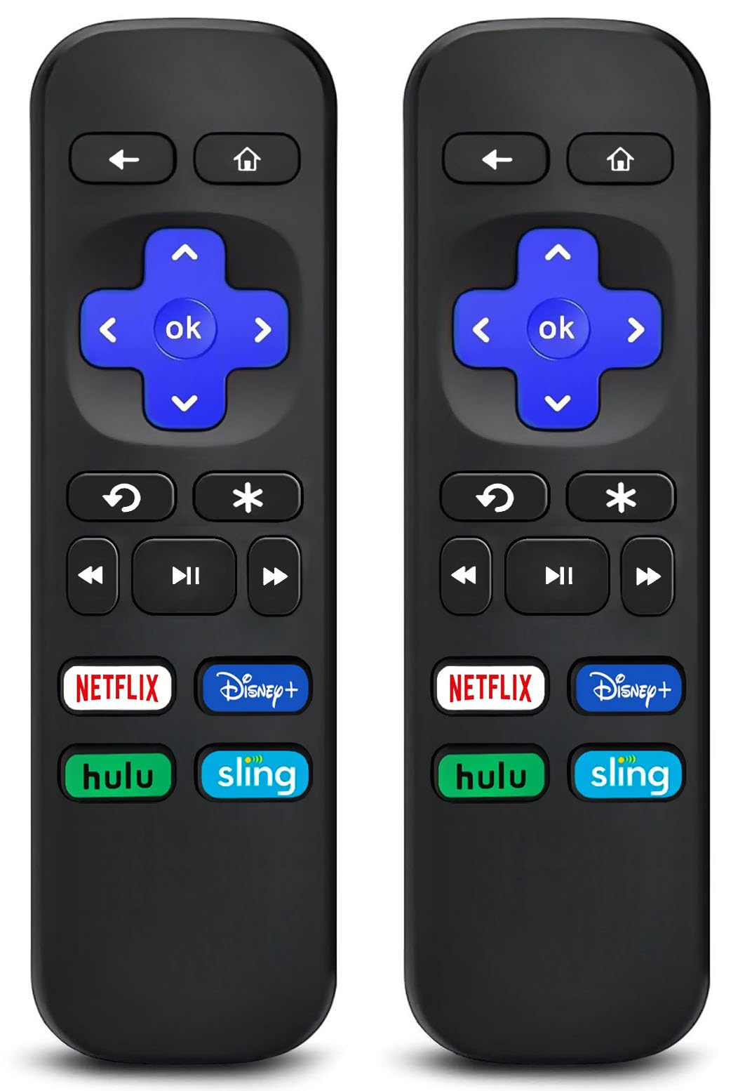 2PCS New Replacement Remote Control for All Roku Box, for Roku Express/Player/Premiere, for Roku HD,LT,XS,XD, for Roku 1 2 3 4 (NOT for Roku TV/Stick) (NO Volume Control)