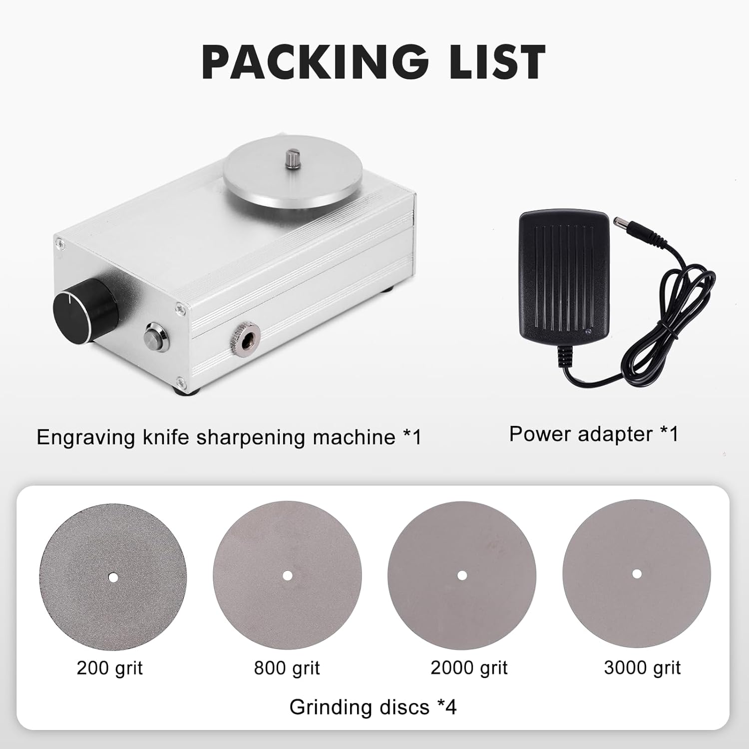 Consfly 4000Rpm Engraving Knife Sharpening Machine Carving Tool Sharpener with 4 Grinding Discs, Graver Grinder Polisher for Engraving Cutter, Crafts, CNC Tool