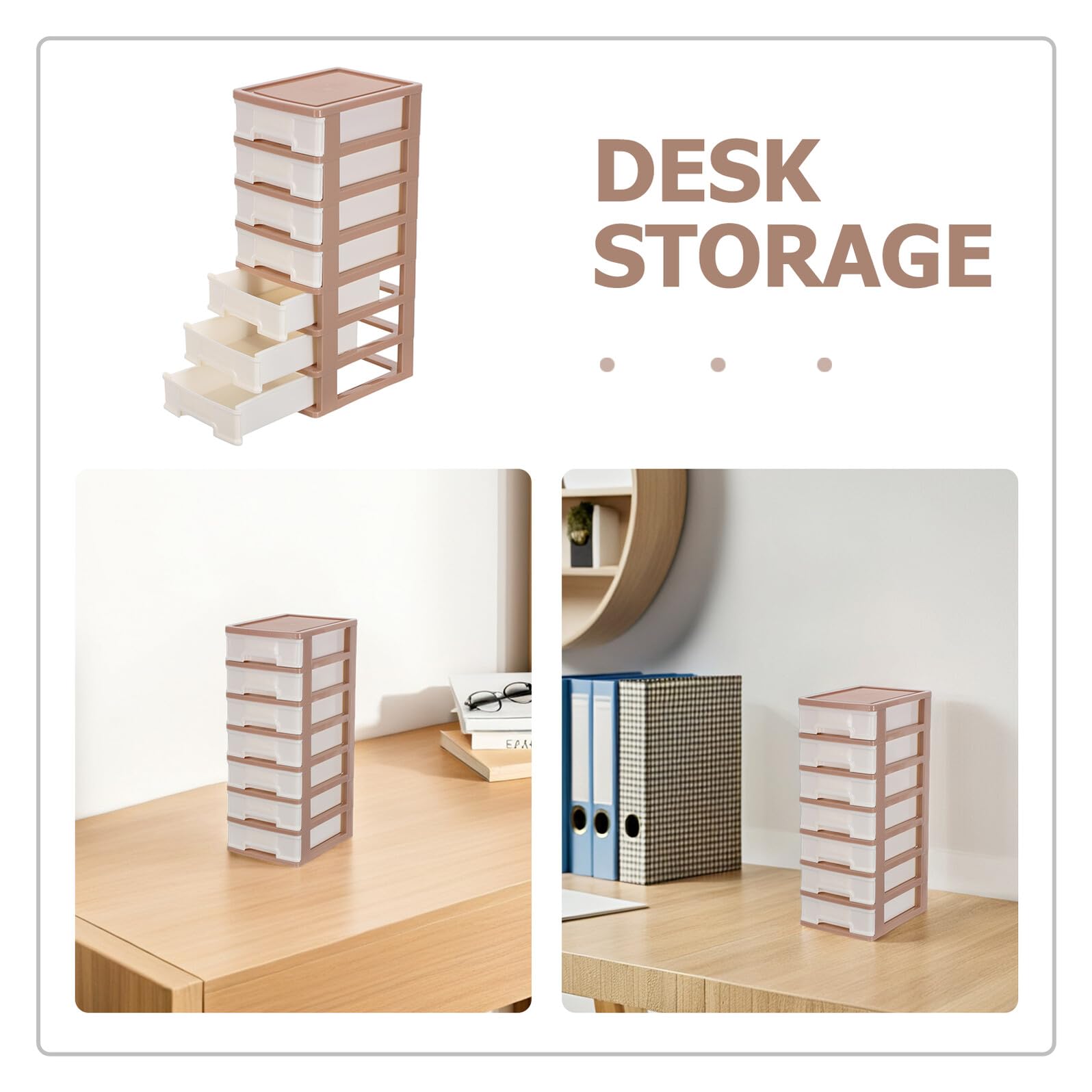 Organizador de Escritorio de Plástico 7 Cajones Marrón | Diseño Multicapa de Almacenamiento, Estructura Resistente, Uso Versátil, Adecuado para Apartamentos Pequeños y Dormitorios