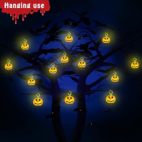 Miniatura 7 de 10 piezas de decoraciones de Halloween al aire libre 3D iluminadas con estacas de calabaza iluminadas, calabazas de plástico, luces LED,