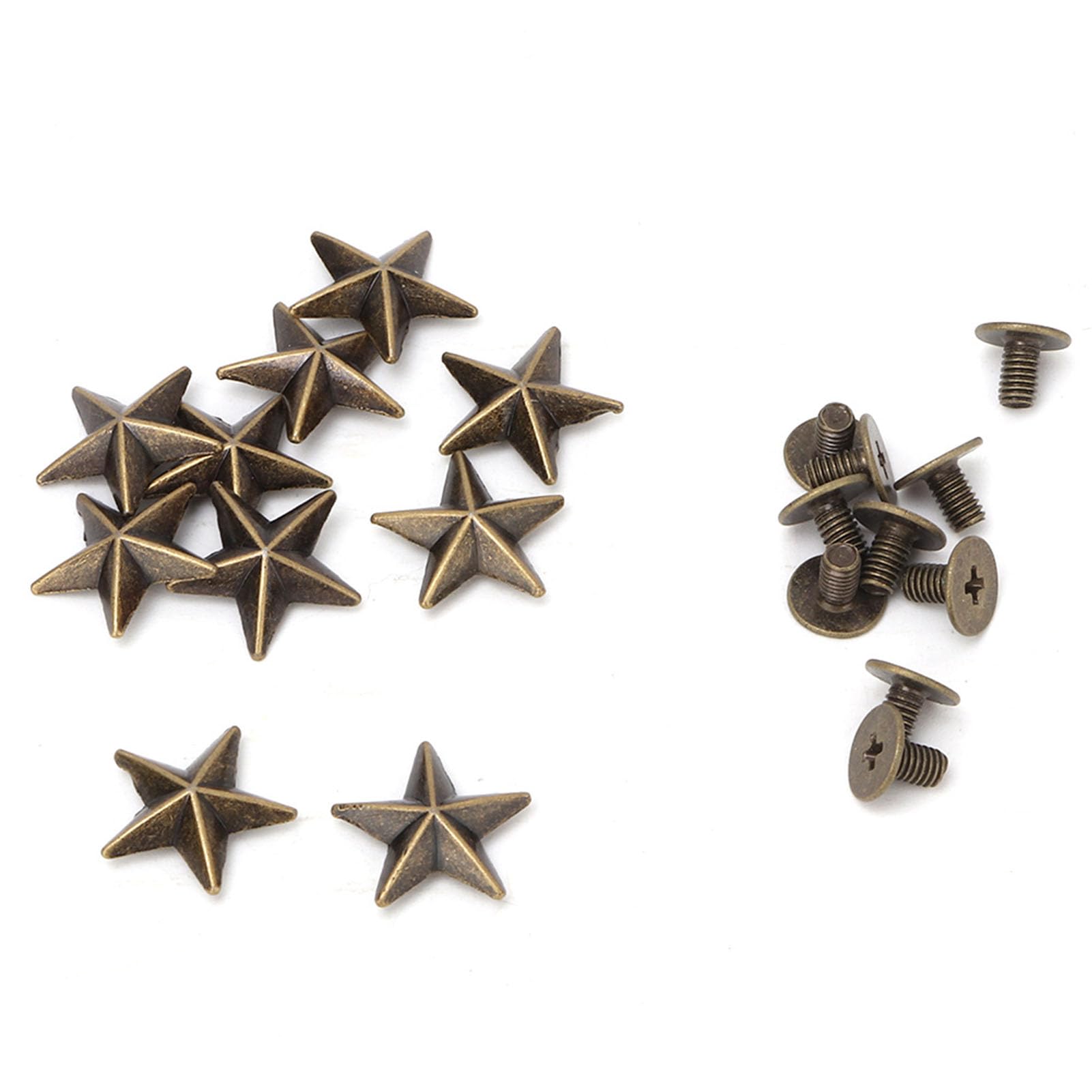 10 Rivetti A Stella In Metallo Con Borchie A Vite - Colore Argento - Per Decorazioni Fai Da Te Su Abbigliamento, Borse, Cinture