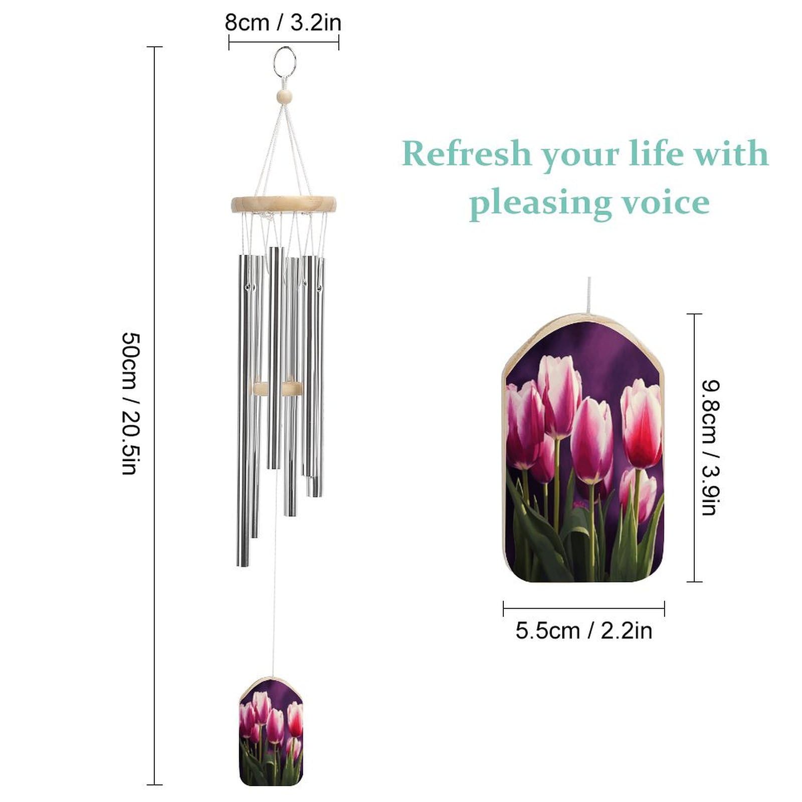 Outdoor Wind Chimes, Tulips Printed Wind Chimes,Simple Wind Chimes,Curtain Wind Chimes for Home Decoration