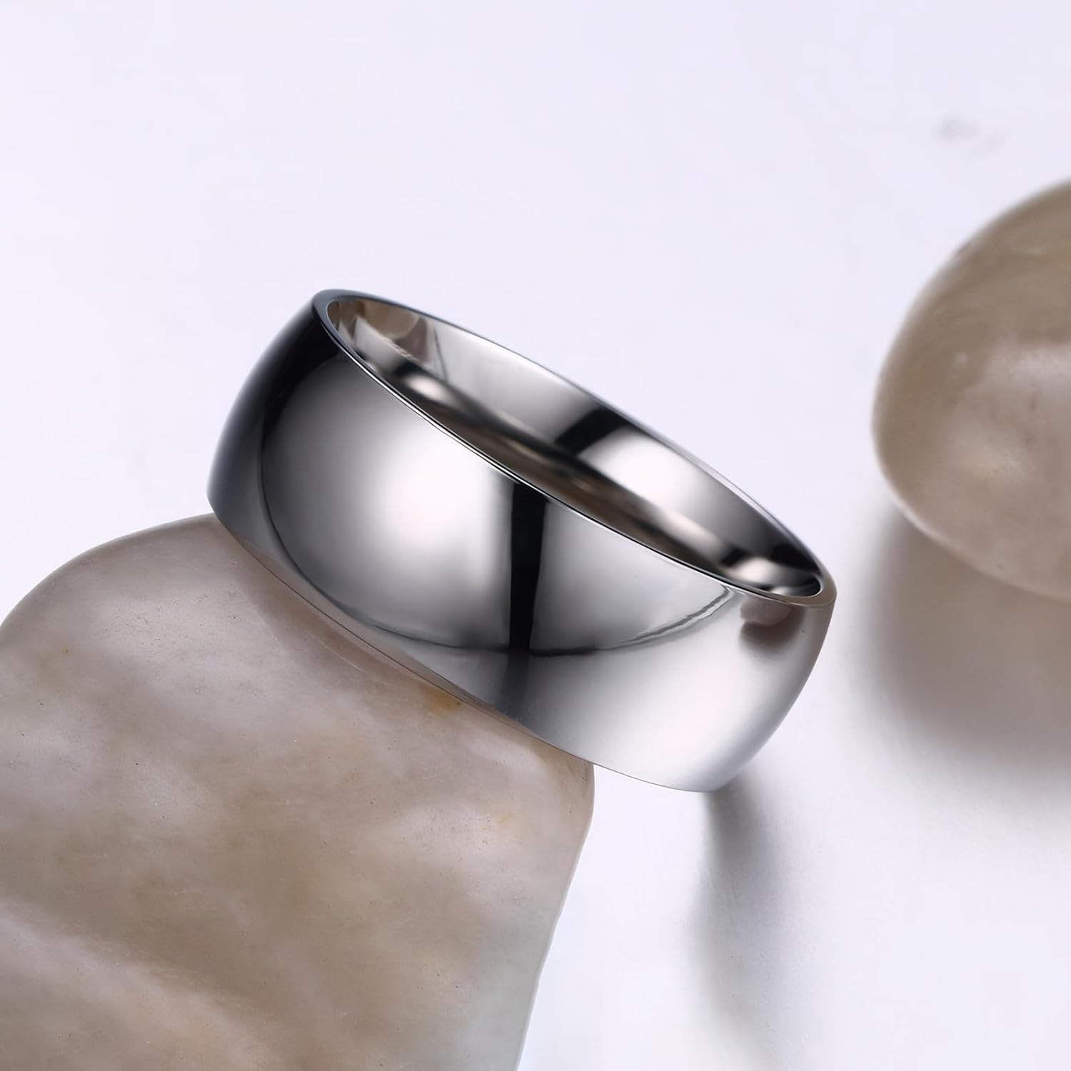 TTVOVO Mens Basic Ring Wedding Bands 2MM 4MM 6MM 8MM 10MM Stainless Steel Simple Rings for Men Women Silver/Black/Blue Engagement Band Plain Domed High Polished Comfort Fit Jewelry Gifts US Size 4-14 - Image 4