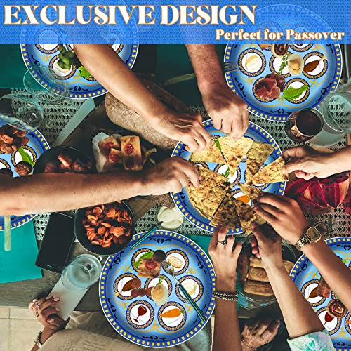 Ephyo 50 Count Passover Seder Plates Disposable Paper Plates 9 Inch Party Supplies Blue Dinnerware For Dessert Cookies #TOP4
