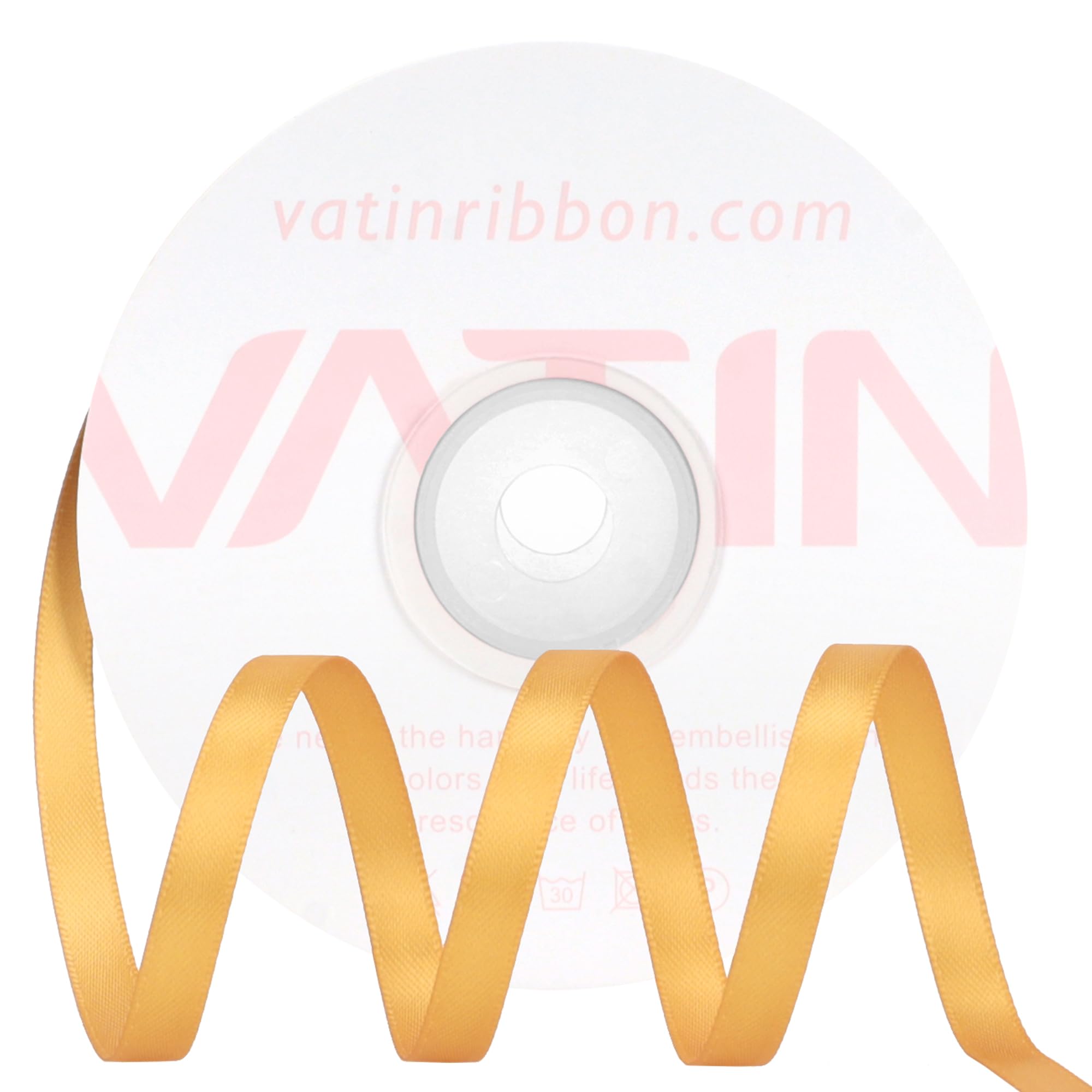 VATIN Double Face Old Gold Satin Ribbon 6mm X 22m,Gold Polyester Fabric Ribbon use for Bows Bouquet Gift Wrapping