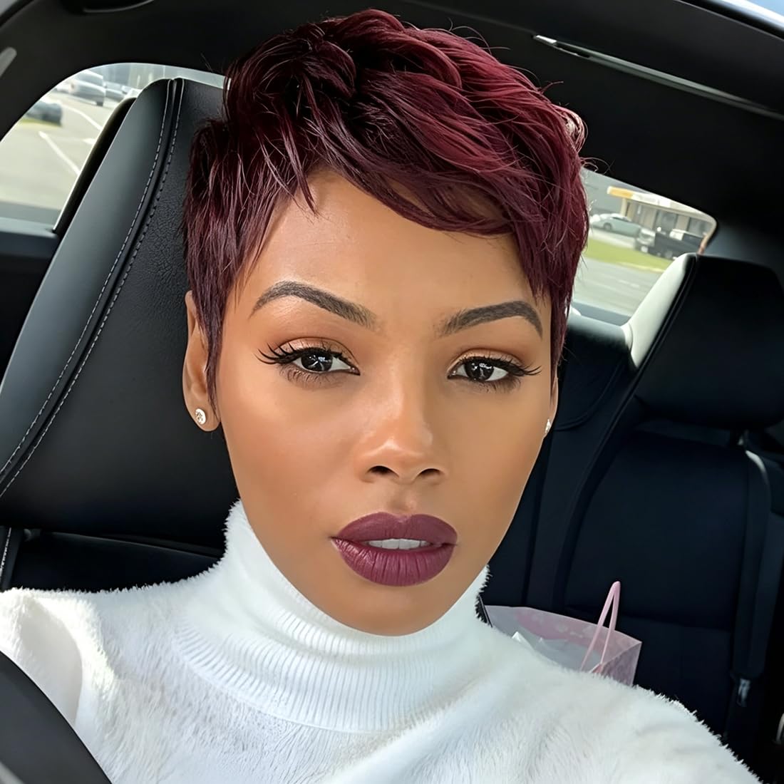 Short Red Wavy Wig, Synthetic & Human Hair Blend, 150% Density, Durable, For Women & Adults, QC-1023