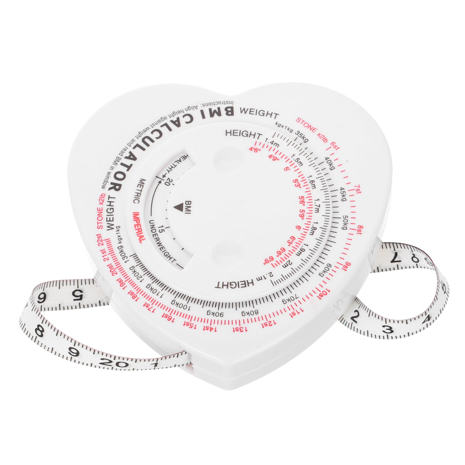 Didiseaon Fitness Measuring Tape Bmi Chart with Weight and Height Tape Measure for Body Measurements Plicometro Medical Tape Measure Points Book Bmi Poster Plastic White