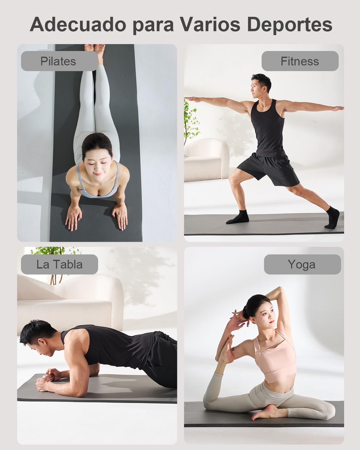 Esterilla de gimnasia 195 x 61 x 1,2 cm NBR esterilla de yoga gruesa para gimnasio en casa con correa de transporte