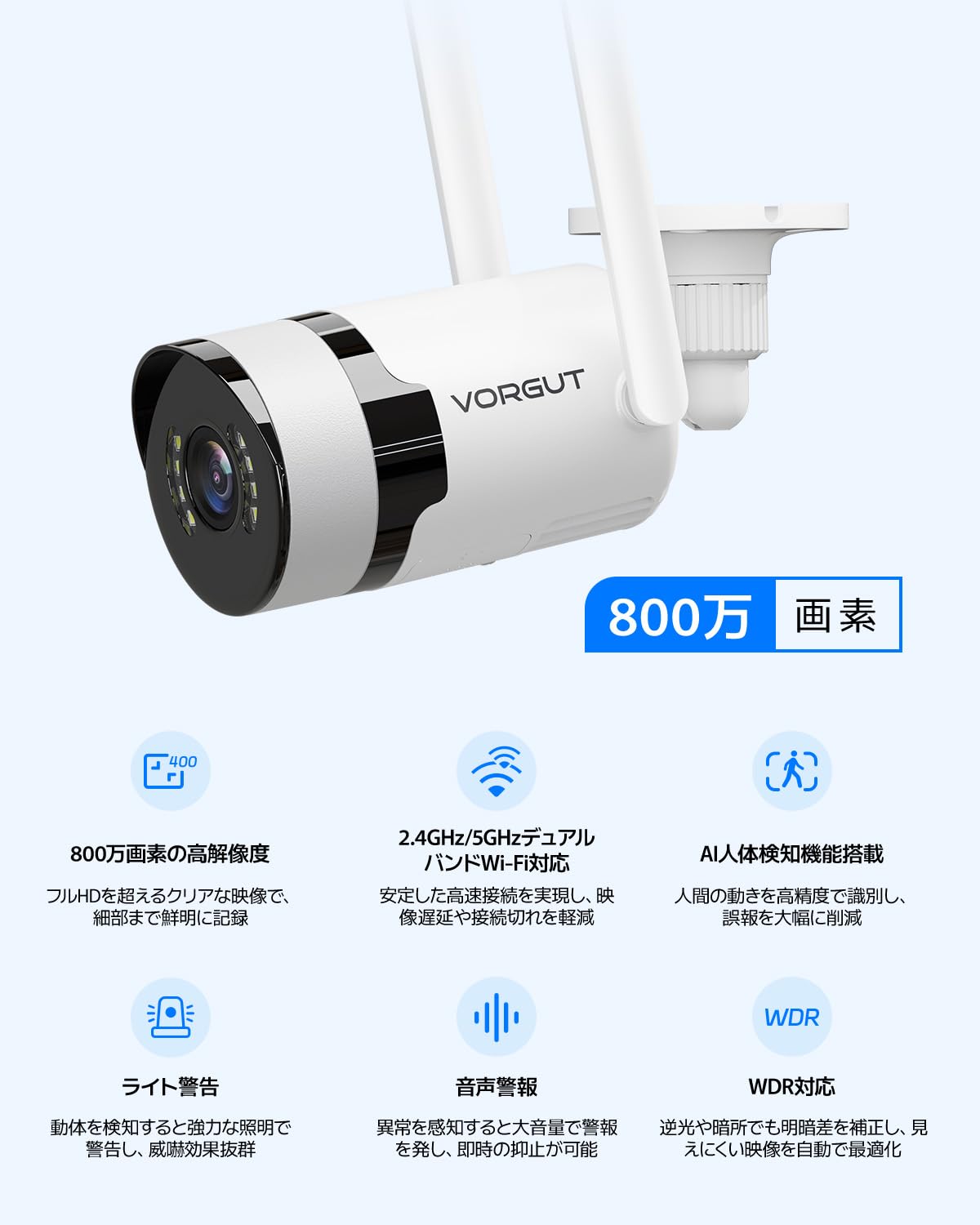 Amazon.co.jp: 【800万画素・5年保証】VORGUT 防犯カメラ モニター付き