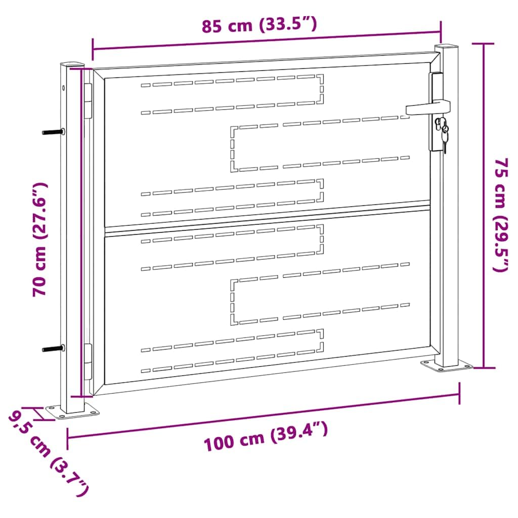 vidaXL Puerta de Jardín, Puerta de Seguridad con Cerradura, Puerta de Entrada, Puerta de Valla para Jardín Patio, Acero Inoxidable