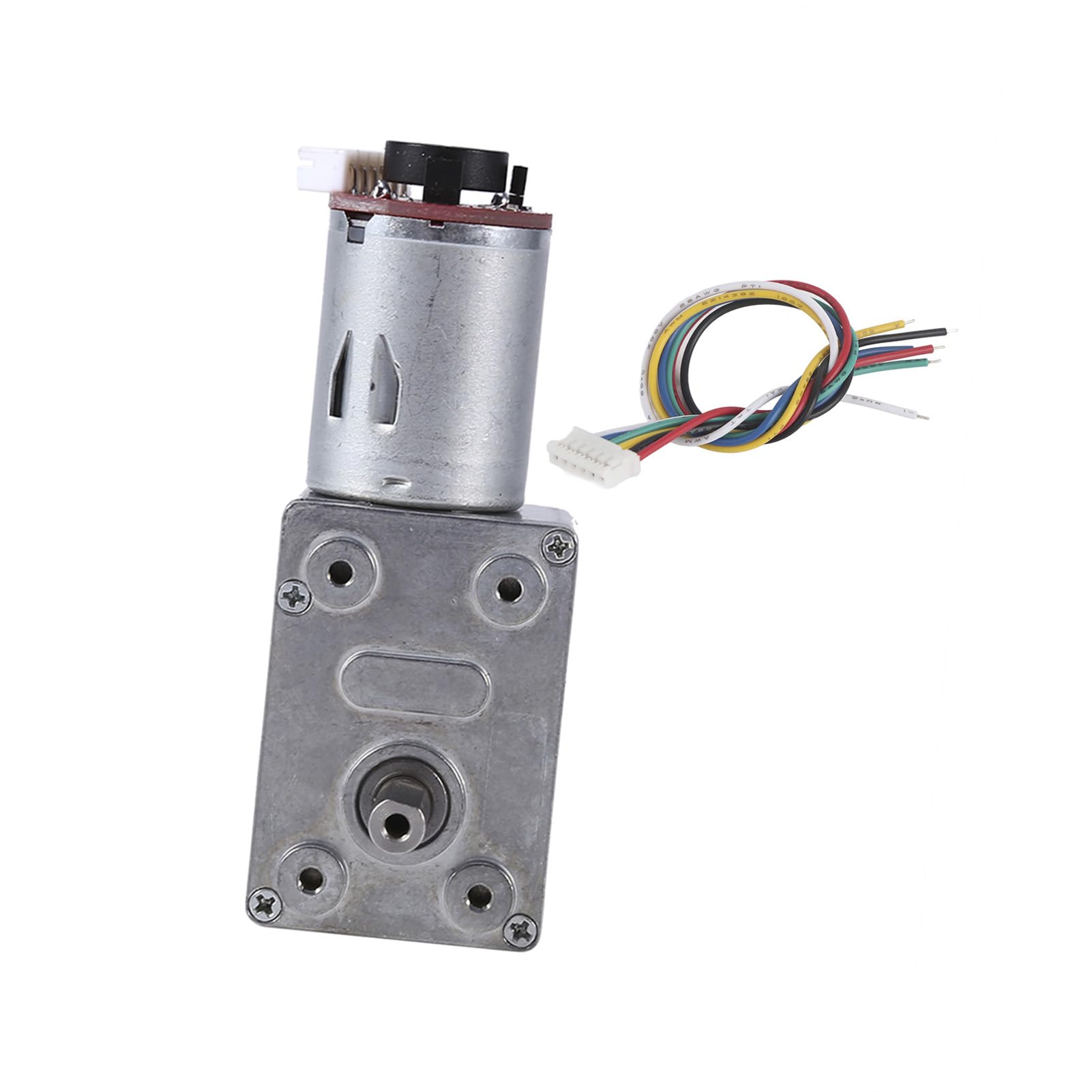 Motore Riduttore Encoder con Motoriduttore a Vite Senza Fine DC 12V Albero Verticale Autobloccante Robusto per Varie Dimensioni di Installazione (100 giri/min)