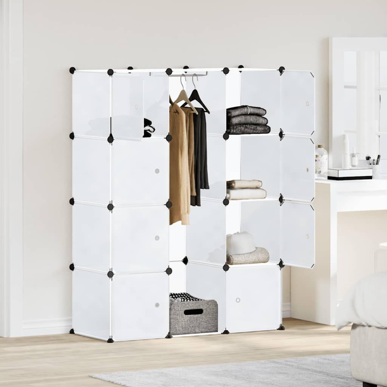 Homgoday Armario portátil, Guardarropa Combinado, Organizador de Almacenamiento Modular Armario Modular con 9 Compartimentos Blanco 37x115x150 cm