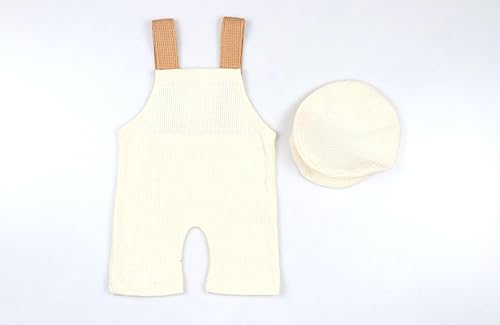 Miniatura 4 de Conjunto de accesorios de fotografía para recién nacido, traje de bebé recién nacido, overol, disfraz para niño con gorra de 0 a 1 mes
