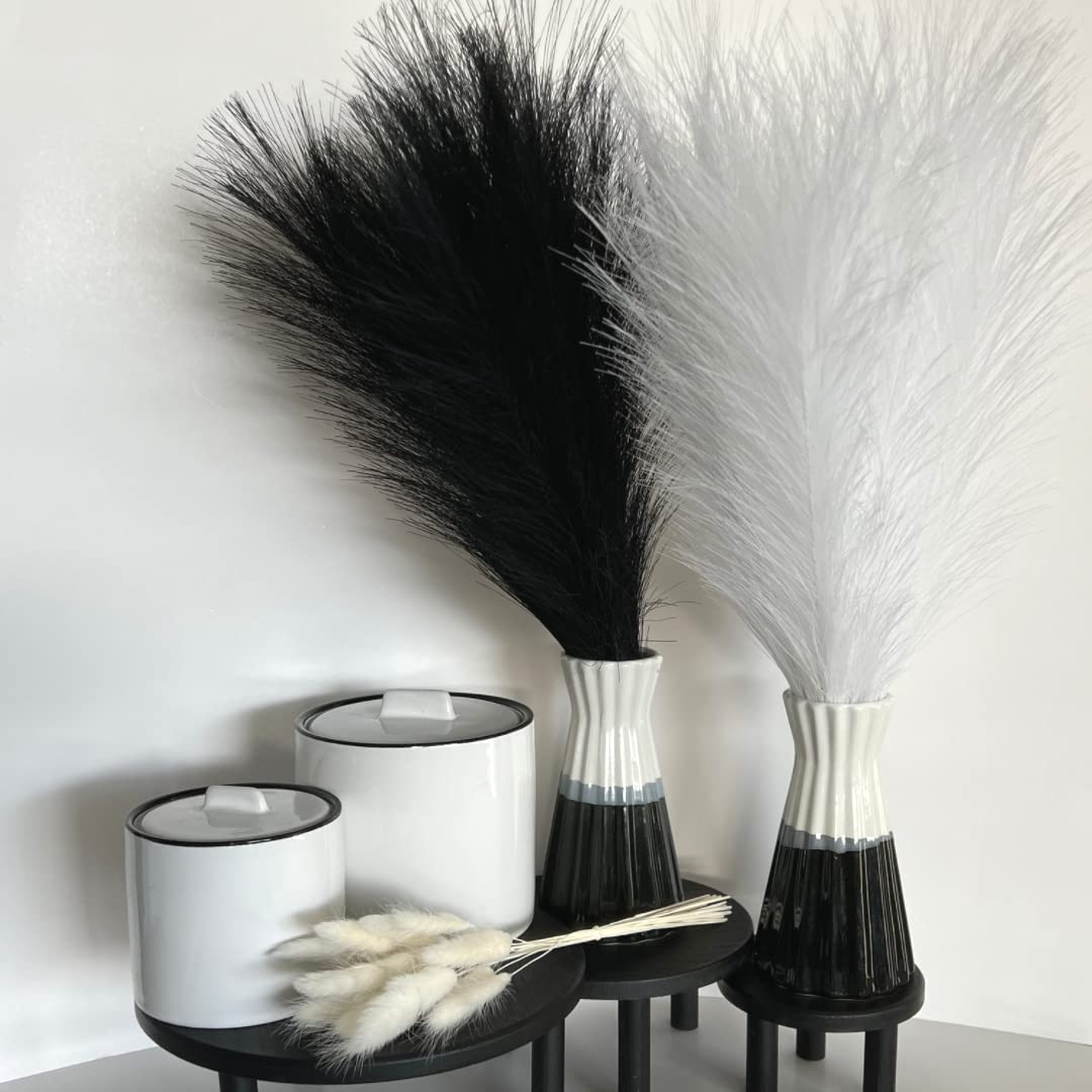 Buy Faux Pampas Grass Small, Short Pampas Grass, Mini Pampas Grass Fake 18" 6 StemsWhite and