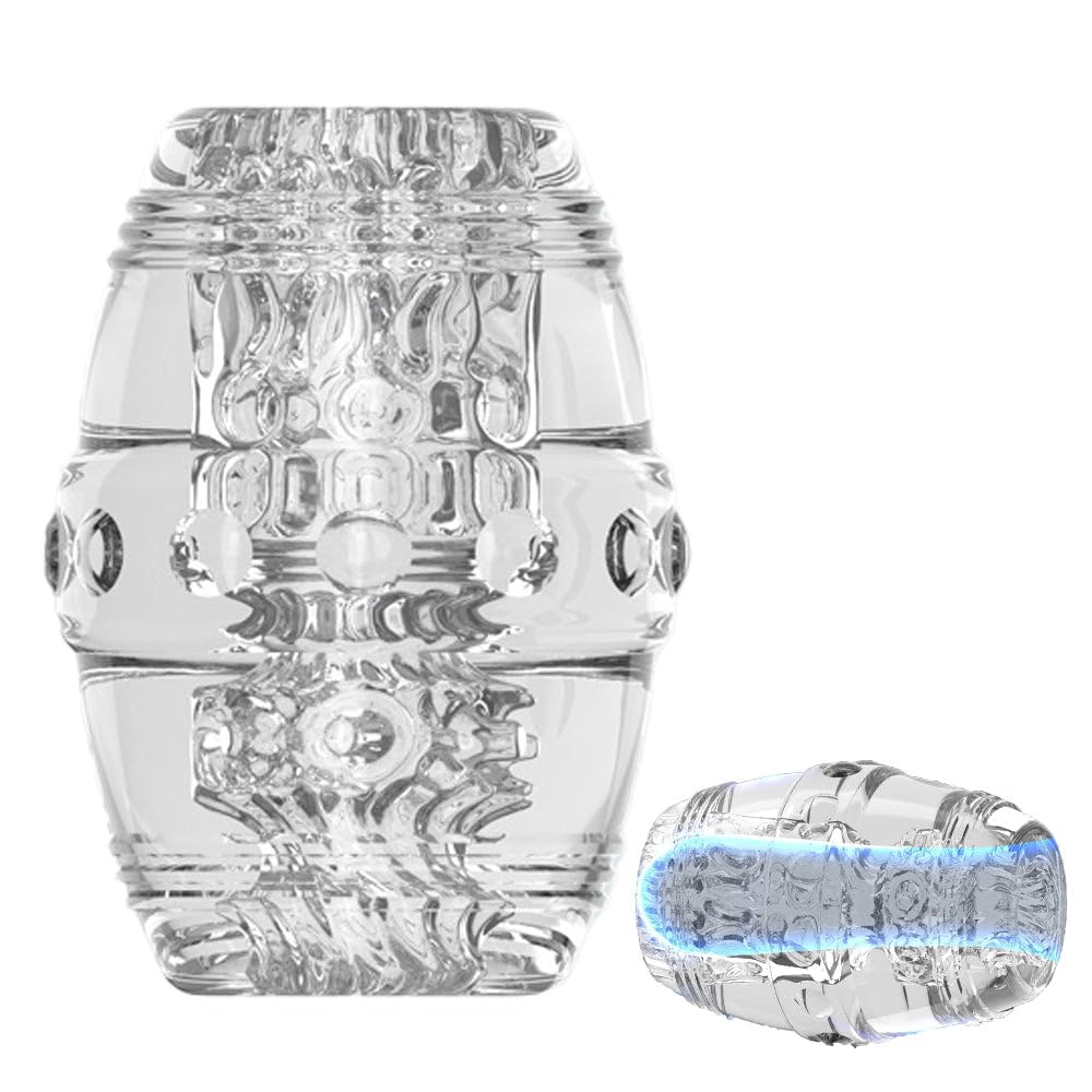 Dual-Opening Pocket Pussy Male Masturbator β Clear Soft TPE Stroker Cup, Double Textured Tunnels, Travel-Friendly, Easy to Clean & Reusable OH-OT-356-Transparent