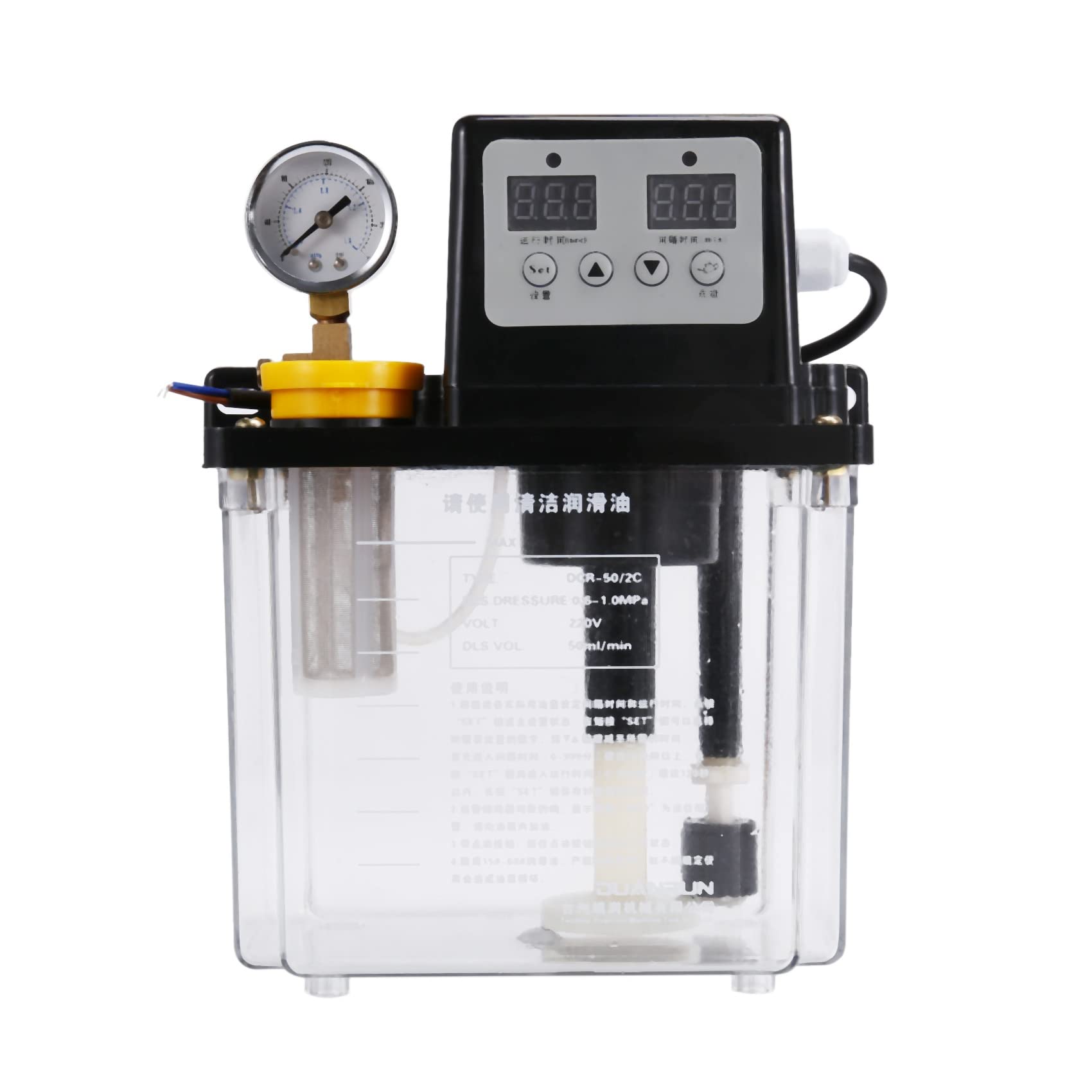 Sankaka 2L Lubricant Pump Automatic Lubricating Oil Cnc Electromagnetic Lubrication Lubricator With Pressure Gauge