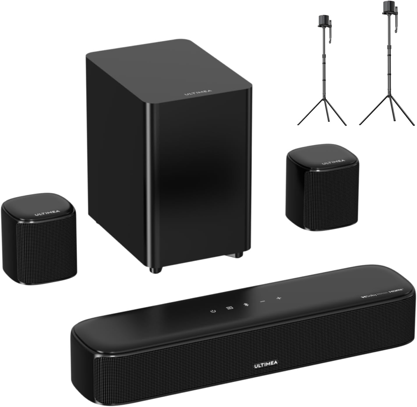 ULTIMEA 5.1CH Sound Bar with Dolby Atmos, Bundle with 2-Pack Speaker Stands, 280W Home Theater System for TV, Compatible with Aura/Poseidon/Skywave Series - Image 1 of 9